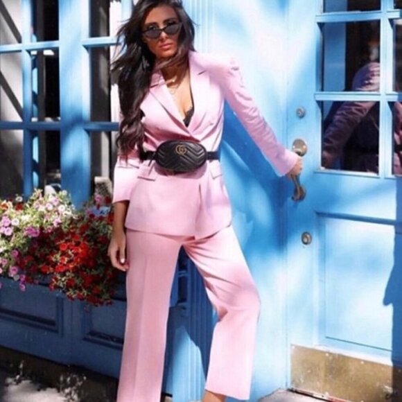 Zara Oversized Pink Double Breasted Blazer Jacket - Size: Large - Picture 11 of 14